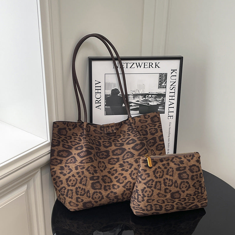 Leisure Large Capacity Leopard Print Hand-held Tote Shoulder Bag