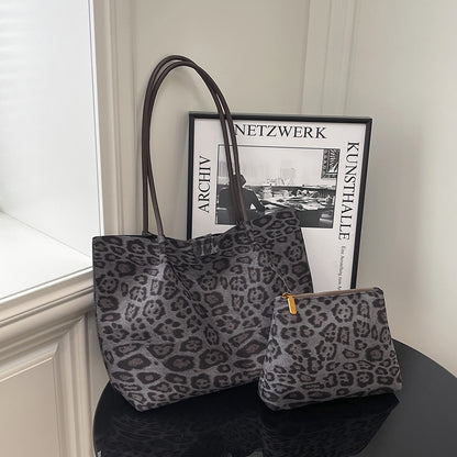 Leisure Large Capacity Leopard Print Hand-held Tote Shoulder Bag